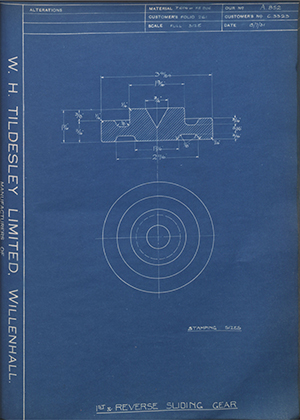 A.J Stevens & Co LTD C3323 1st & Reverse Sliding Gear WH Tildesley Forging Technical Drawing