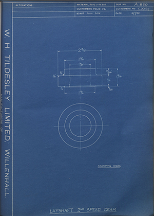 A.J Stevens & Co LTD C3327 Layshaft 2nd Speed Gear WH Tildesley Forging Technical Drawing