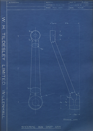 A.J Stevens & Co LTD C534 Steering Box Drop Arm WH Tildesley Forging Technical Drawing