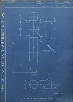 A.J Stevens & Co LTD C567 Steering Box Operating Lever WH Tildesley Forging Technical Drawing