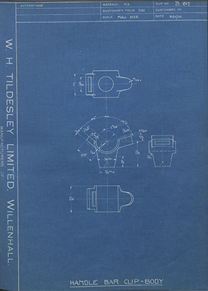 A.J Stevens & Co LTD  Hand Bar Clip - Body WH Tildesley Forging Technical Drawing
