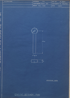 A.J Stevens & Co LTD K6/1928 Engine Steady Rod WH Tildesley Forging Technical Drawing