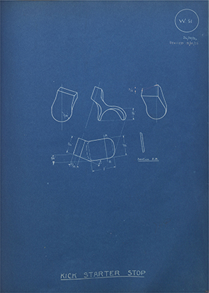 A.J Stevens & Co LTD  Kick Starter Stop WH Tildesley Forging Technical Drawing