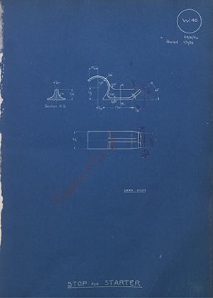 A.J Stevens & Co LTD  Stop for Starter WH Tildesley Forging Technical Drawing