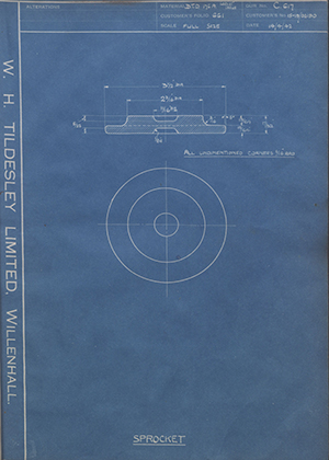 A.V Roe & Company LTD 15-19/02190 Sprocket WH Tildesley Forging Technical Drawing