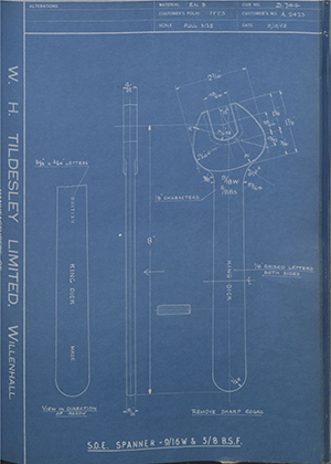 Abingdon King Dick Co LTD A2423 S.O.E Spanner - 9/16