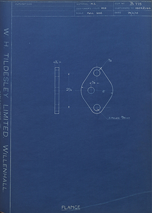 Albion Motors 1804Z144 Flange WH Tildesley Forging Technical Drawing