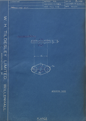 Albion Motors 1804Z145 Flange WH Tildesley Forging Technical Drawing