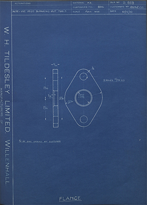 Albion Motors 1804Z153 Flange WH Tildesley Forging Technical Drawing