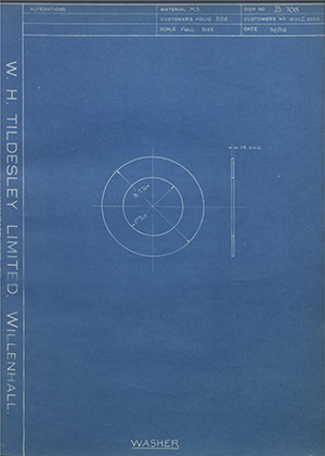 Albion Motors 1820Z335A Washer WH Tildesley Forging Technical Drawing