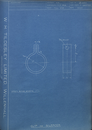 Albion Motors 1881Z225 Clip for Silencer WH Tildesley Forging Technical Drawing