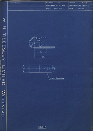 Albion Motors 1881Z72 Clip WH Tildesley Forging Technical Drawing