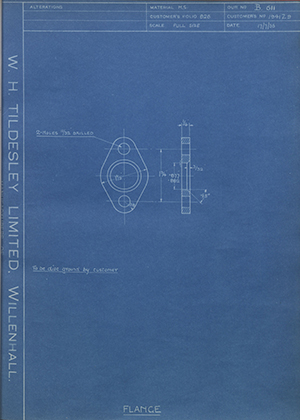 Albion Motors 1941Z9 Flange WH Tildesley Forging Technical Drawing