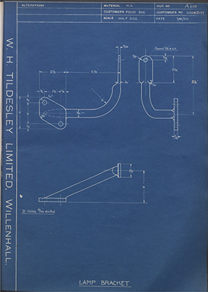 Albion Motors 2208Z/77 Lamp Bracket WH Tildesley Forging Technical Drawing