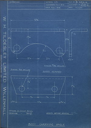 Albion Motors 4696A / 4696B Body Carrying Angle WH Tildesley Forging Technical Drawing