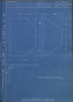 Albion Motors 50186B Angle Bracket for Buffer WH Tildesley Forging Technical Drawing