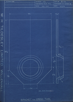 Albion Motors 50845B Bracket for Cross Tube WH Tildesley Forging Technical Drawing