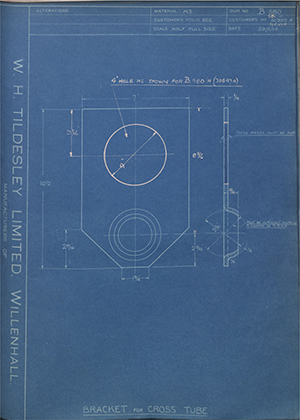 Albion Motors 580/A / 50322A / 30647A Bracket for Cross Tube WH Tildesley Forging Technical Drawing