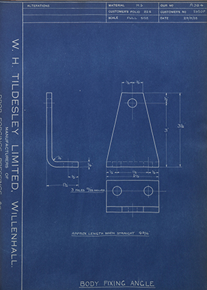 Albion Motors 5950F Body Fixing Angle WH Tildesley Forging Technical Drawing