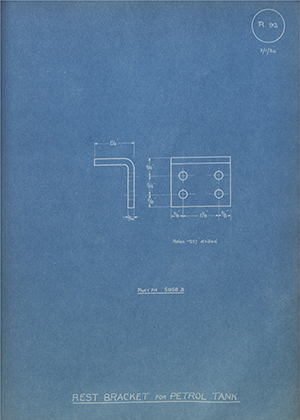 Albion Motors 5958B Rest Bracket for Petrol Tank WH Tildesley Forging Technical Drawing