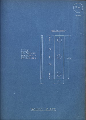 Albion Motors 6484C / 6484D / 6484E Packing Plate WH Tildesley Forging Technical Drawing