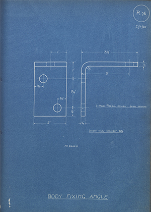 Albion Motors 6946D Body Fixing Angle WH Tildesley Forging Technical Drawing