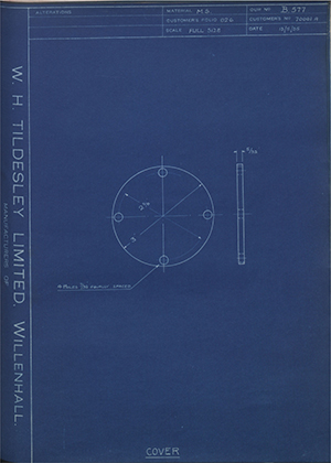 Albion Motors 70001A Cover WH Tildesley Forging Technical Drawing