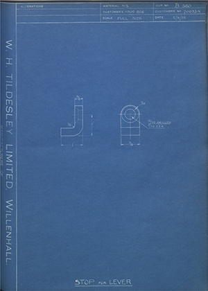 Albion Motors 70093K Stop for Lever WH Tildesley Forging Technical Drawing