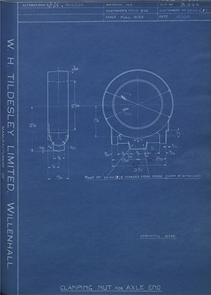 Albion Motors 70145C/2 Clamping Nut for Axle Head WH Tildesley Forging Technical Drawing