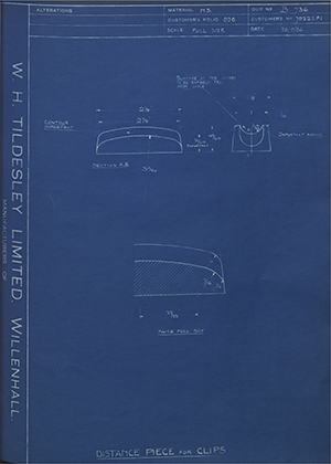 Albion Motors 70225F1 Distance Piece for Clips WH Tildesley Forging Technical Drawing