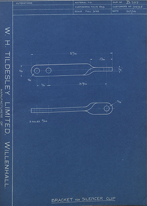 Albion Motors 70275E Bracket for Silencer Clip WH Tildesley Forging Technical Drawing