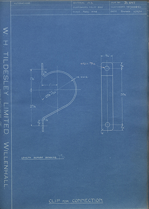 Albion Motors 70338C1 Clip for Connection WH Tildesley Forging Technical Drawing