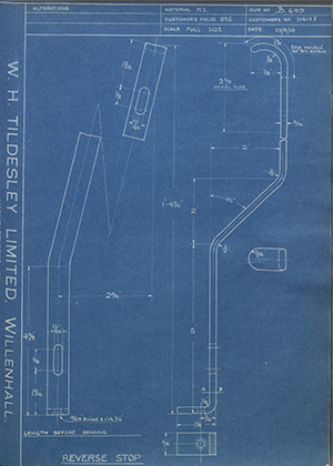 Albion Motors 70612J Reverse Stop WH Tildesley Forging Technical Drawing