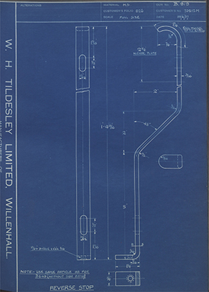 Albion Motors 70612M Reverse Stop WH Tildesley Forging Technical Drawing