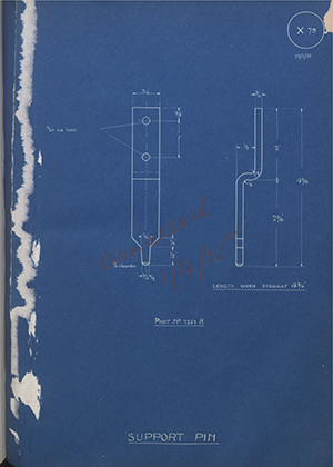 Albion Motors 7257H Support Pin WH Tildesley Forging Technical Drawing