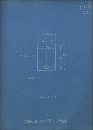 Albion Motors 7374E Packing Plate for Shoe WH Tildesley Forging Technical Drawing