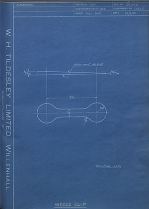 Albion Motors 7386P Wedge Clip WH Tildesley Forging Technical Drawing