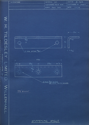 Albion Motors 7468F Stiffening Angle WH Tildesley Forging Technical Drawing