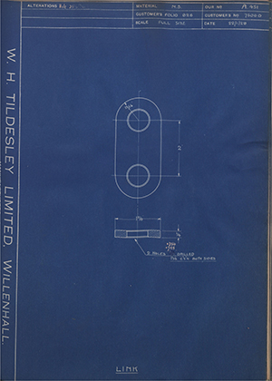 Albion Motors 7500D Link WH Tildesley Forging Technical Drawing