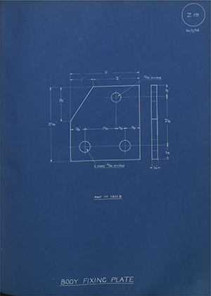 Albion Motors 7503B Body Fixing Plate WH Tildesley Forging Technical Drawing