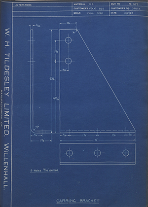 Albion Motors 7512E Carrying Bracket WH Tildesley Forging Technical Drawing