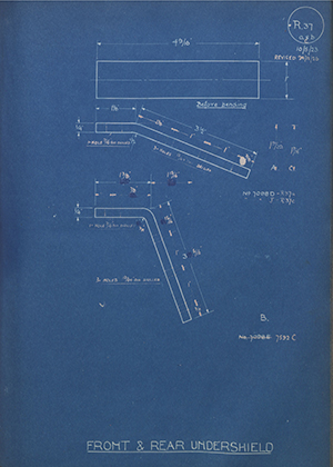 Albion Motors 7592C Front & Rear Undershield WH Tildesley Forging Technical Drawing