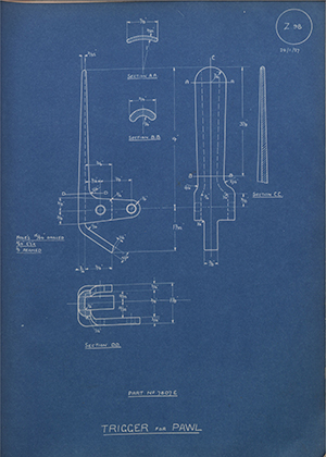 Albion Motors 7607E Trigger for Pawl WH Tildesley Forging Technical Drawing