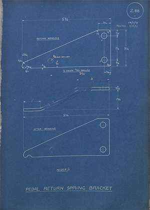 Albion Motors 7625F/1 Pedal Return Spring Bracket WH Tildesley Forging Technical Drawing