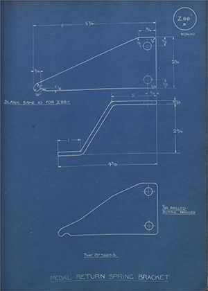 Albion Motors 7625S Pedal Return Spring Bracket WH Tildesley Forging Technical Drawing