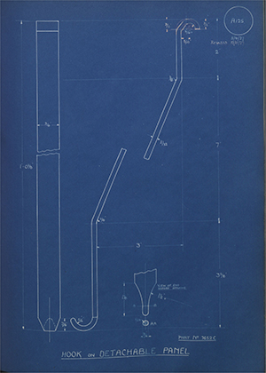 Albion Motors 7652C Hook for Detachable Panel WH Tildesley Forging Technical Drawing