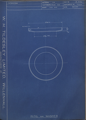 Albion Motors 7710H Ring for Washer WH Tildesley Forging Technical Drawing