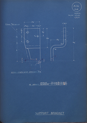 Albion Motors 7738A1 / 7738B2 Support Bracket WH Tildesley Forging Technical Drawing