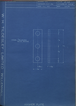 Albion Motors 7741D1 Washer Plate WH Tildesley Forging Technical Drawing