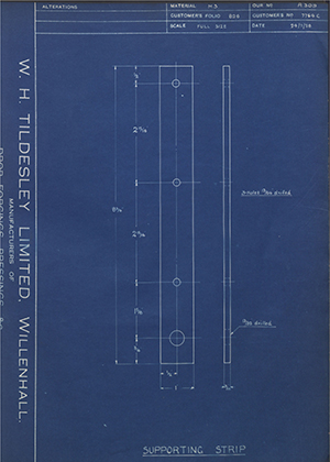 Albion Motors 7754C Supporting Strip WH Tildesley Forging Technical Drawing